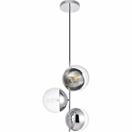 CLING Eclipse 3 Lights Pendant Ceiling Light with Clear Glass, Chrome CL2571145